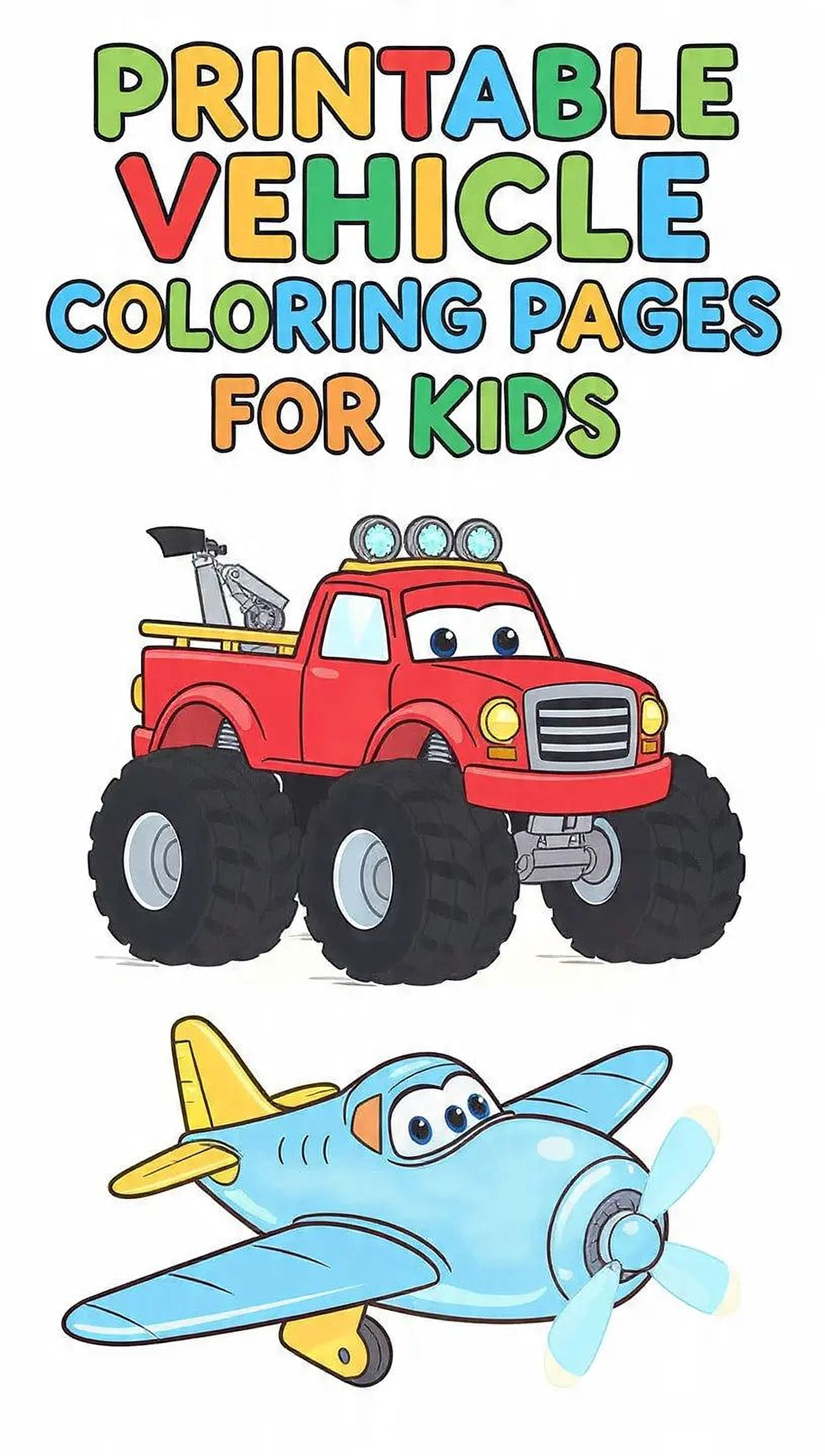 Vehicle Coloring Pages - Printable Kids Sheets | Cars, Trucks & Planes Digital Download - Mashiro's Mashup