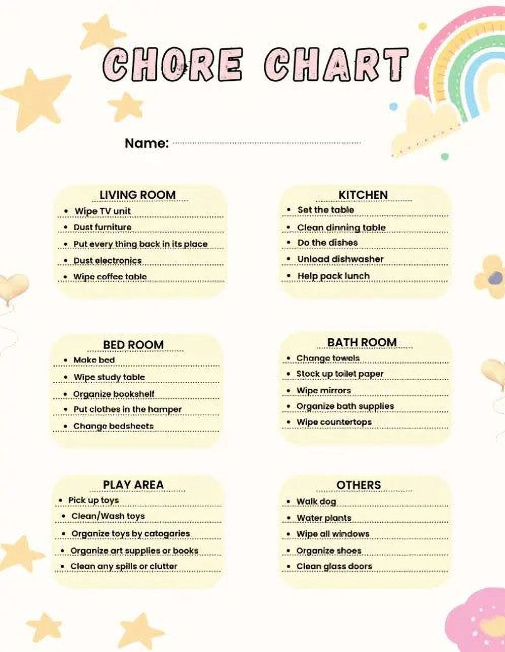 Kids Chore Chart - Daily Chore Tracker & Weekly Task Chart Printable PDF - Mashiro's Mashup