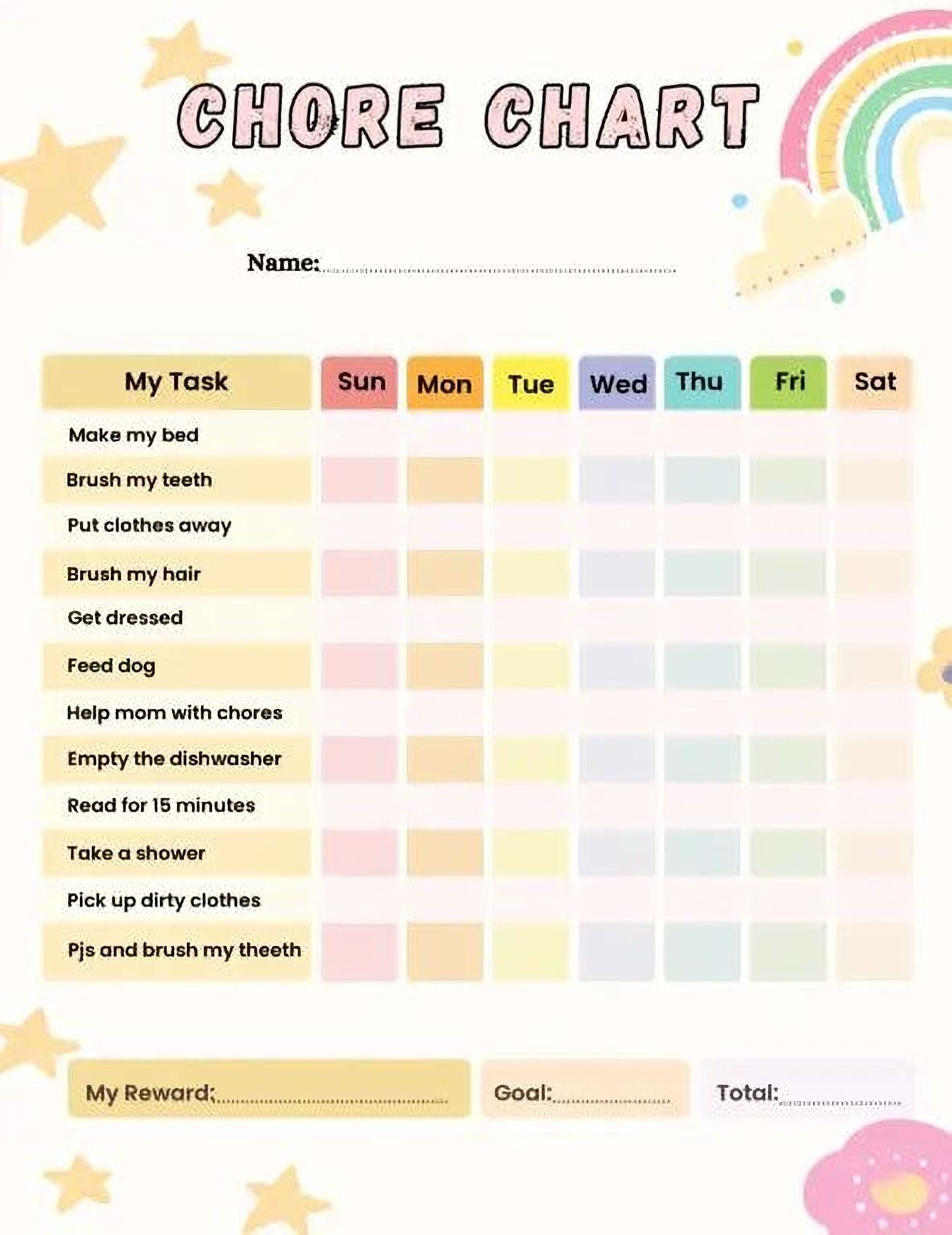Kids Chore Chart - Daily Chore Tracker & Weekly Task Chart Printable PDF - Mashiro's Mashup