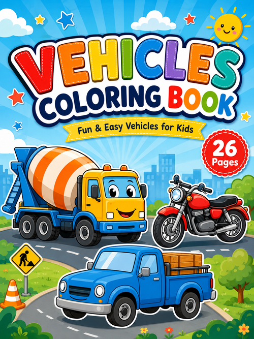 26 Vehicles Coloring Pages Printable PDF, Vehicle Coloring Book for Kids, Cars Trucks Motorbike Coloring Sheets, Instant Download - Mashiro's Mashup