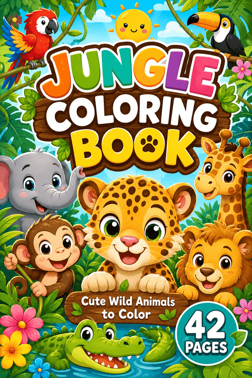 42 Jungle Animals Coloring Pages Printable PDF, Animal Coloring Book for Kids, Cute Wild Animals, Instant Download - Mashiro's Mashup