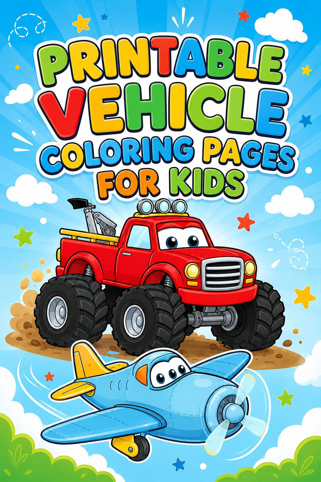Vehicle Coloring Pages - Printable Kids Sheets | Cars, Trucks & Planes Digital Download - Mashiro's Mashup
