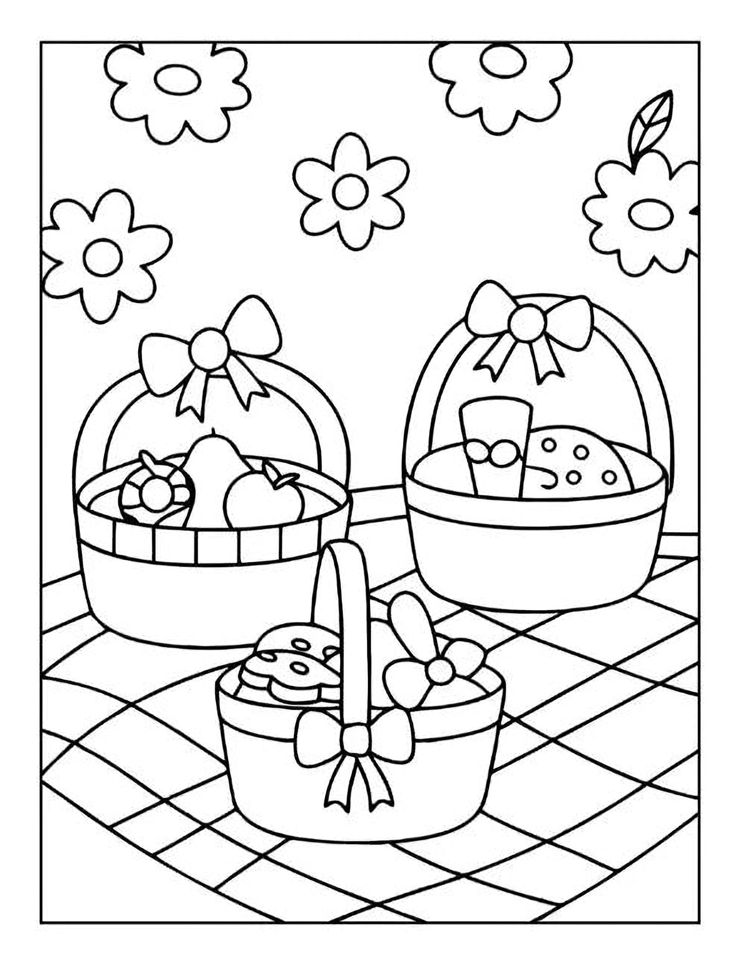 Spring Picnic Coloring Pages - Printable PDF Kids Coloring Sheets & Crafts - Mashiro's Mashup
