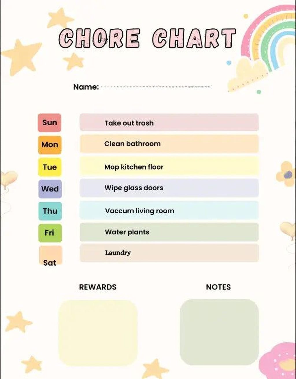 Kids Chore Chart - Daily Chore Tracker & Weekly Task Chart Printable PDF - Mashiro's Mashup