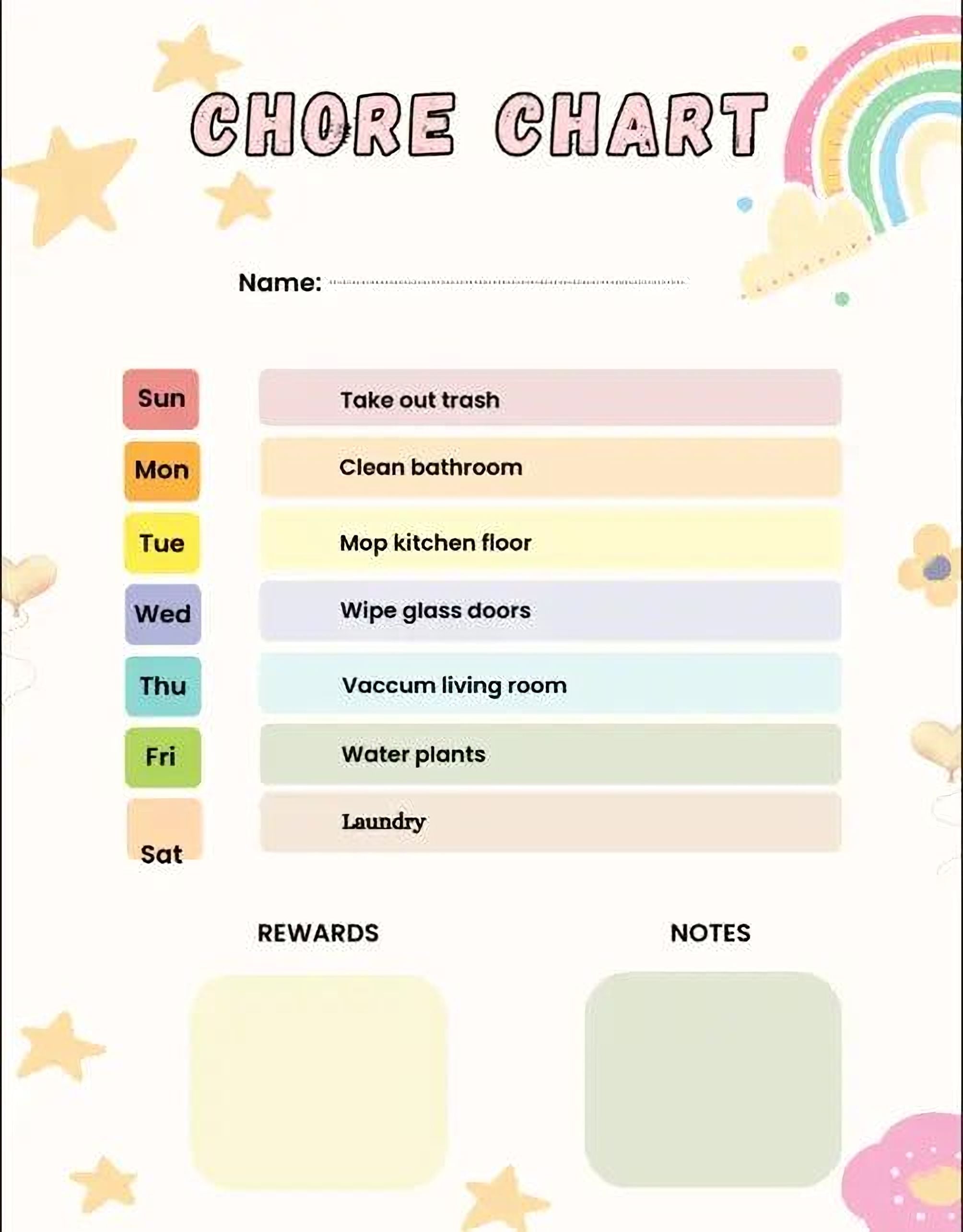 Kids Chore Chart - Daily Chore Tracker & Weekly Task Chart Printable PDF - Mashiro's Mashup