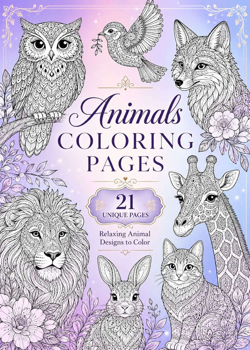 Animal Coloring Pages Printable PDF - Detailed Designs for Kids & Adults | Stress Relief - Mashiro's Mashup