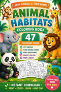 Animal Habitats Coloring Pages - Printable PDF Kids Animal Coloring Book, Learn Animals Homes - Mashiro's Mashup