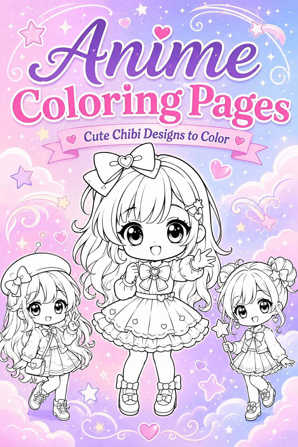 Cute Anime Coloring Pages – 57 Original Chibi Characters Printable PDF Book - Mashiro's Mashup