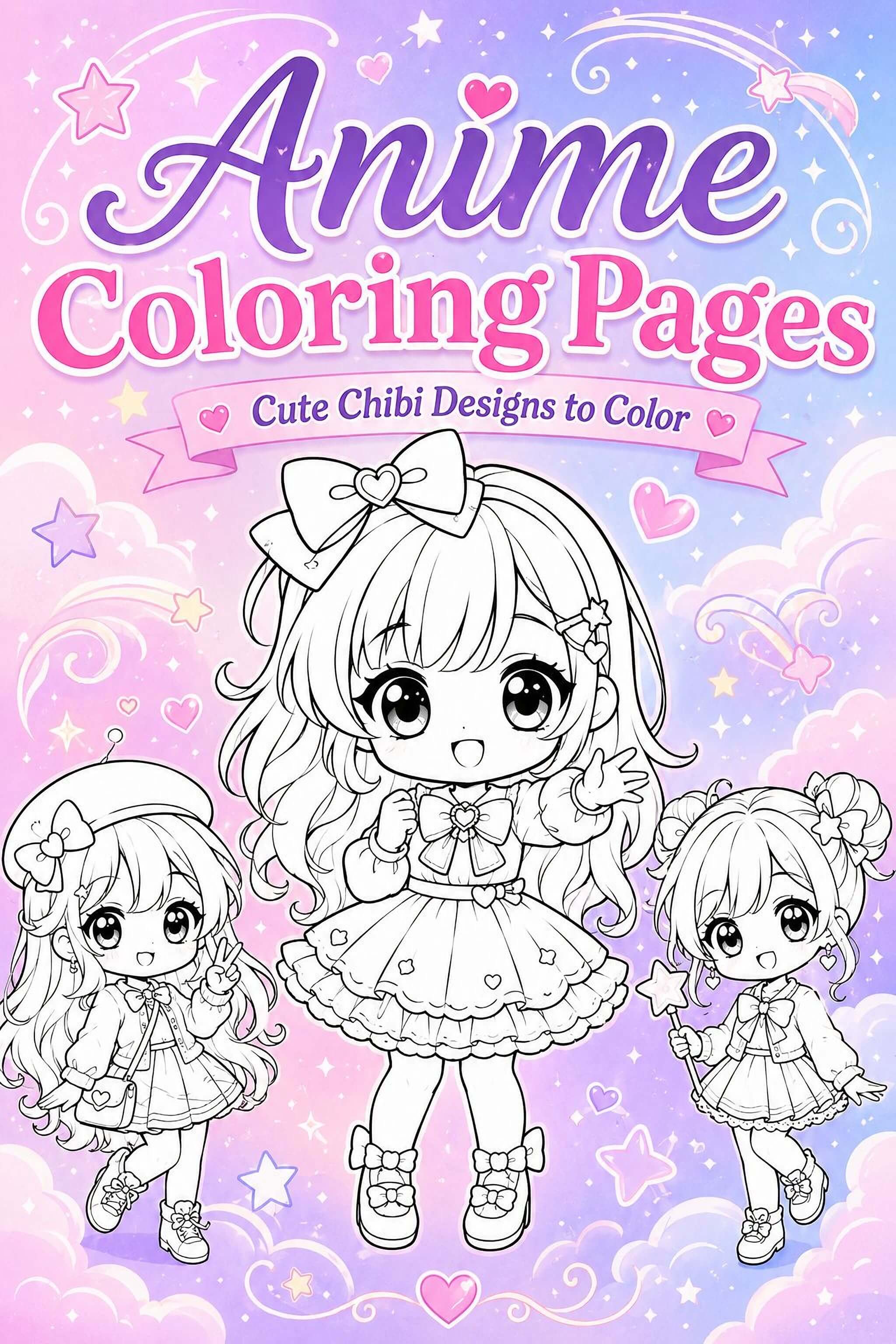 Cute Anime Coloring Pages – 57 Original Chibi Characters Printable PDF Book - Mashiro's Mashup