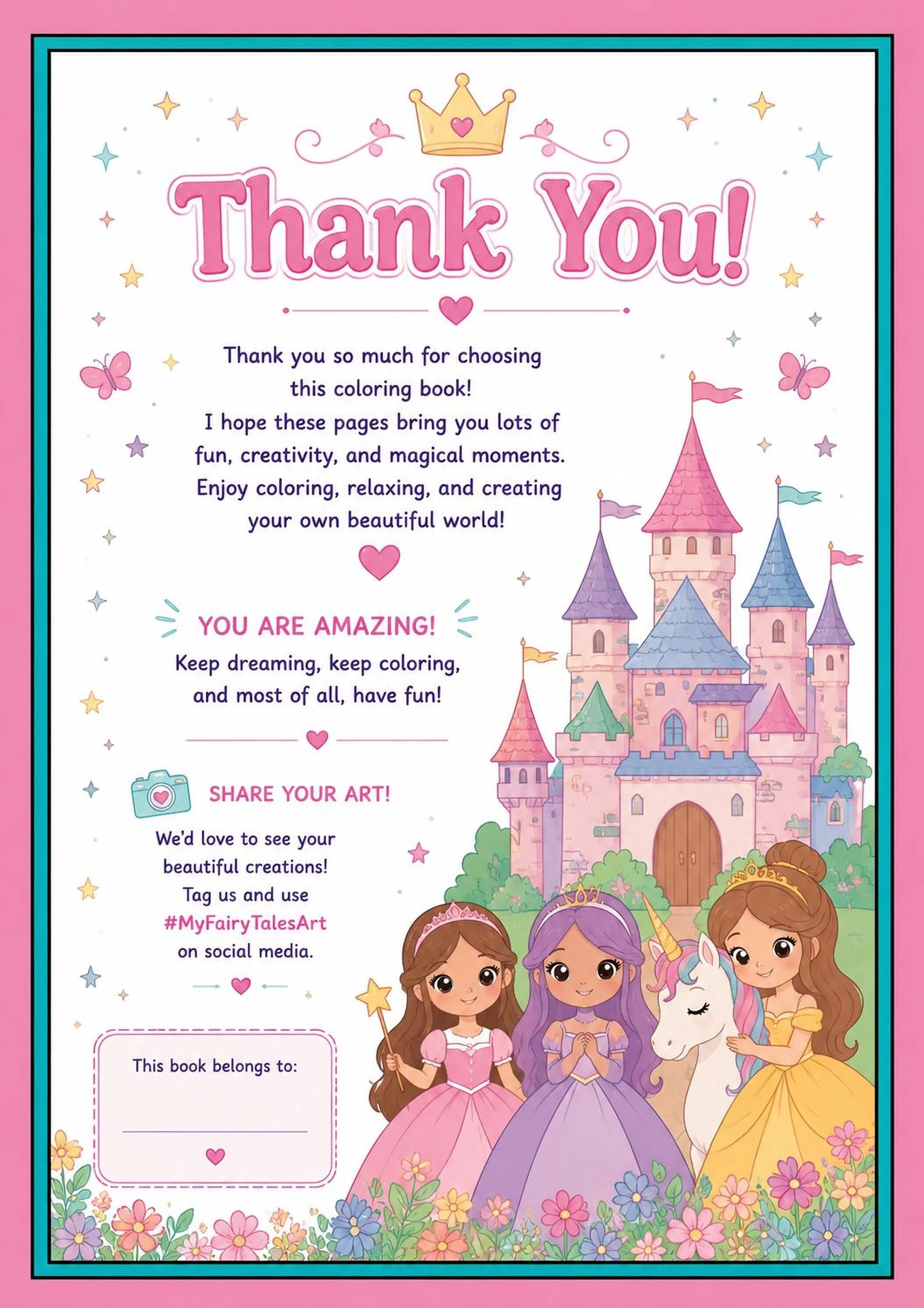 Fairy Tale Coloring Pages - Printable PDF With Magical Princess & Cute Fantasy - Mashiro's Mashup