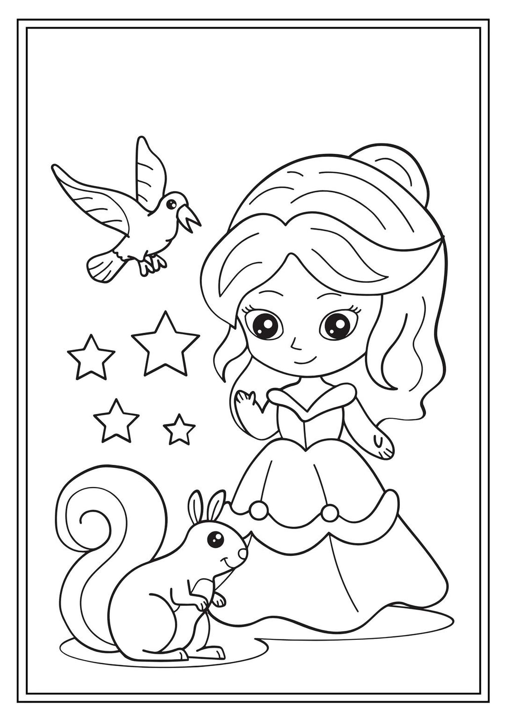 Fairy Tale Coloring Pages - Printable PDF With Magical Princess & Cute Fantasy - Mashiro's Mashup