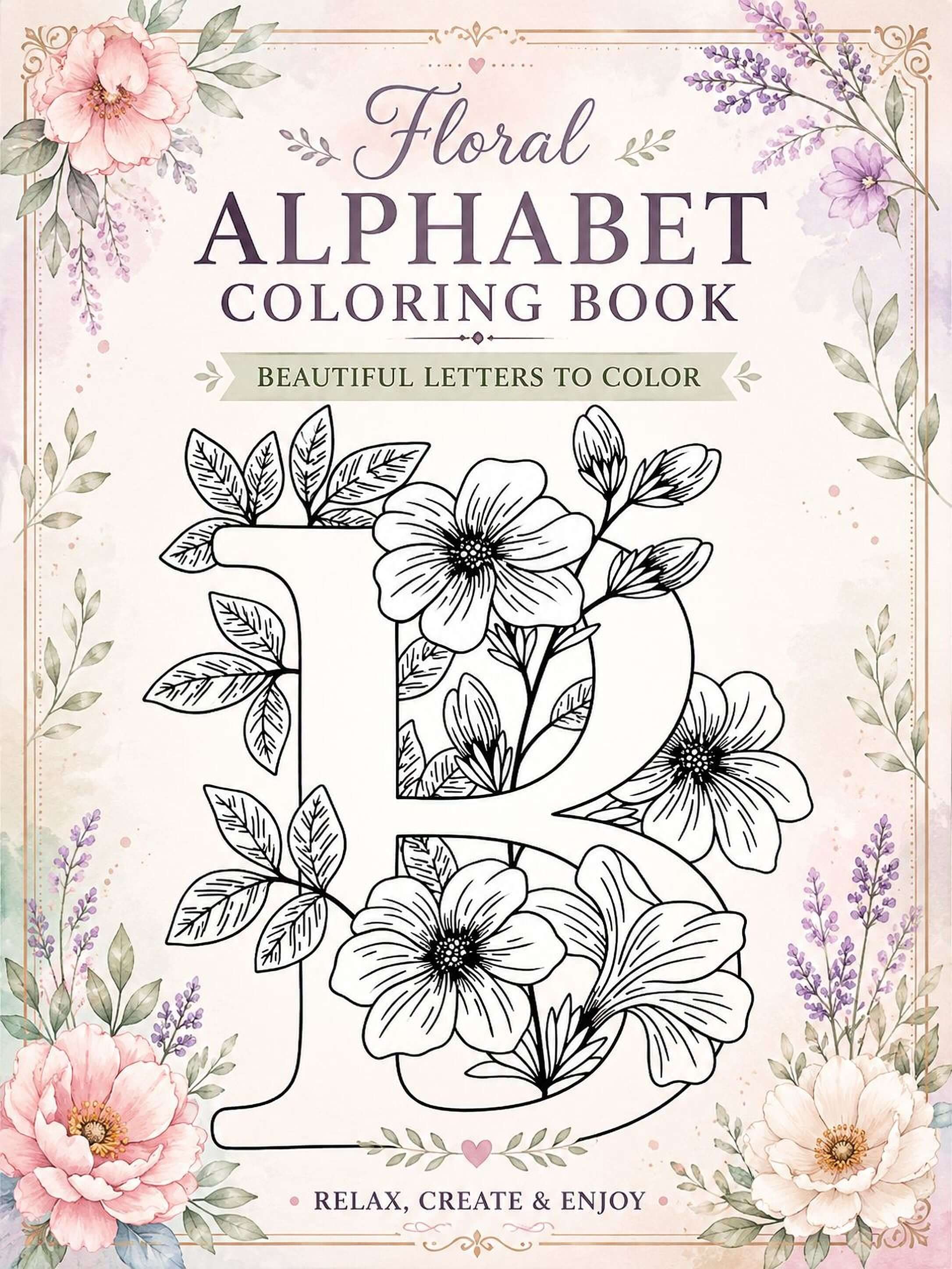 Floral Alphabet Coloring Pages – A-Z Flower Letter Designs Printable PDF - Mashiro's Mashup