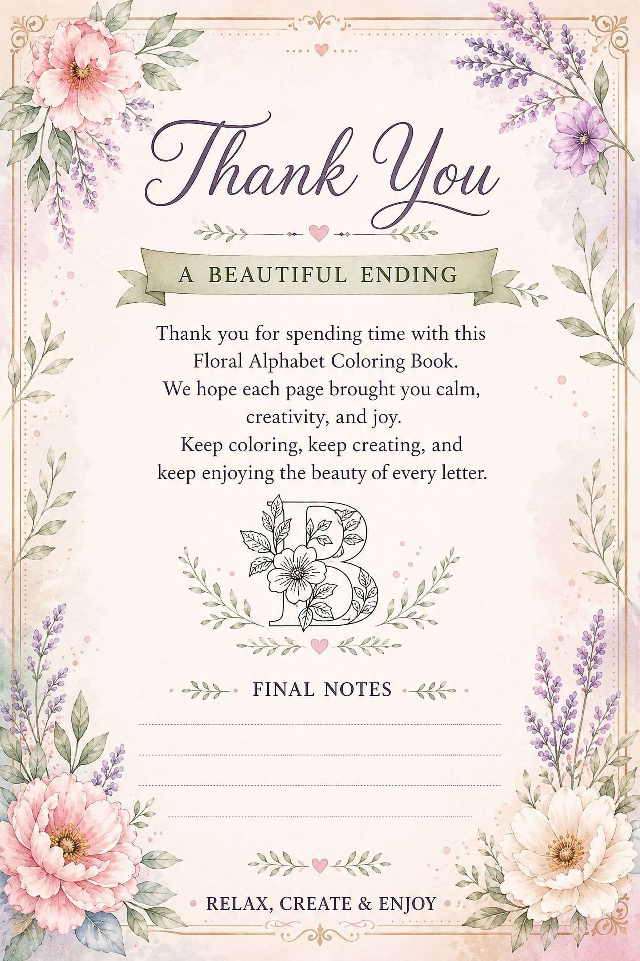 Floral Alphabet Coloring Pages – A-Z Flower Letter Designs Printable PDF - Mashiro's Mashup