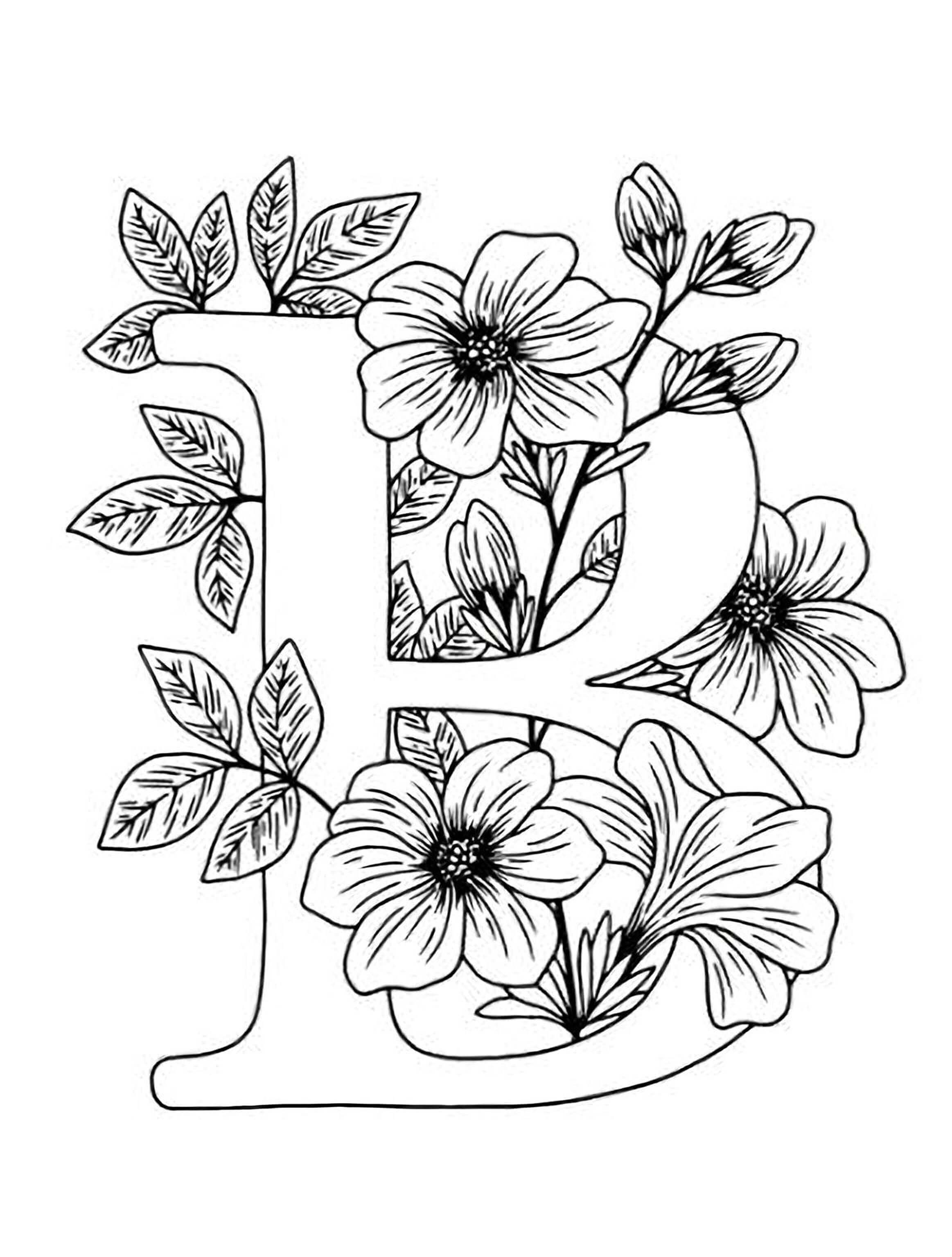 Floral Alphabet Coloring Pages – A-Z Flower Letter Designs Printable PDF - Mashiro's Mashup