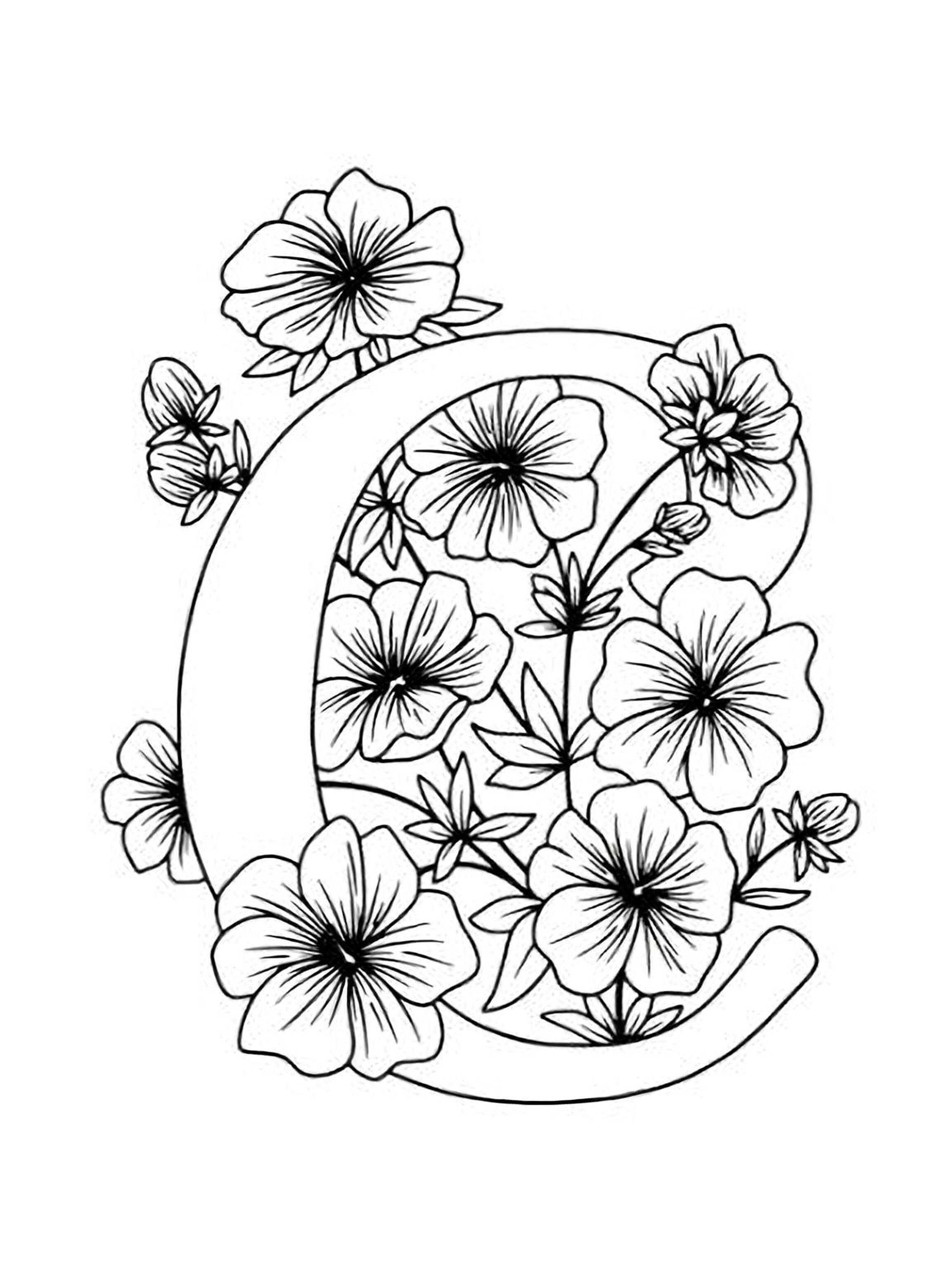 Floral Alphabet Coloring Pages – A-Z Flower Letter Designs Printable PDF - Mashiro's Mashup