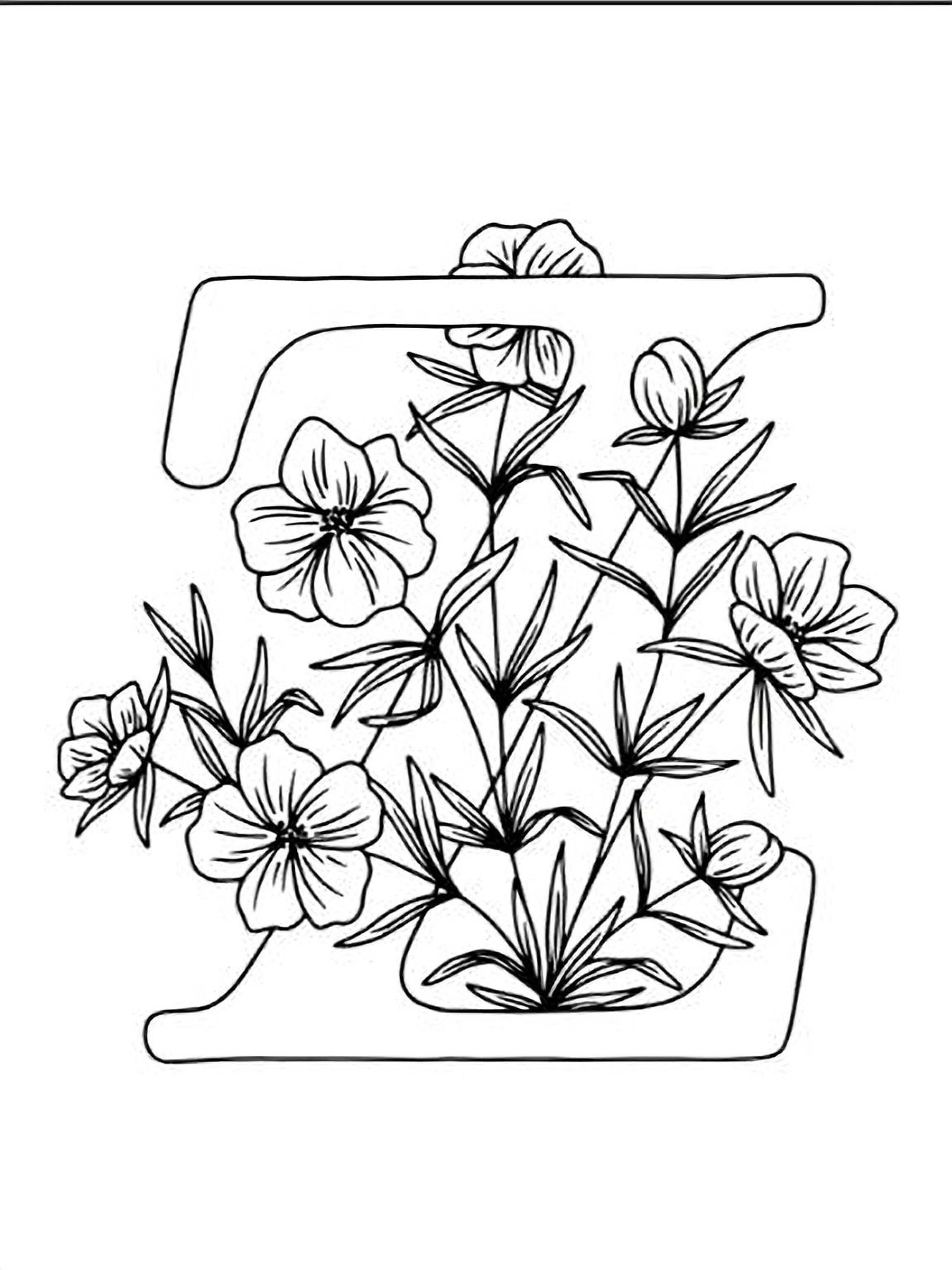 Floral Alphabet Coloring Pages – A-Z Flower Letter Designs Printable PDF - Mashiro's Mashup