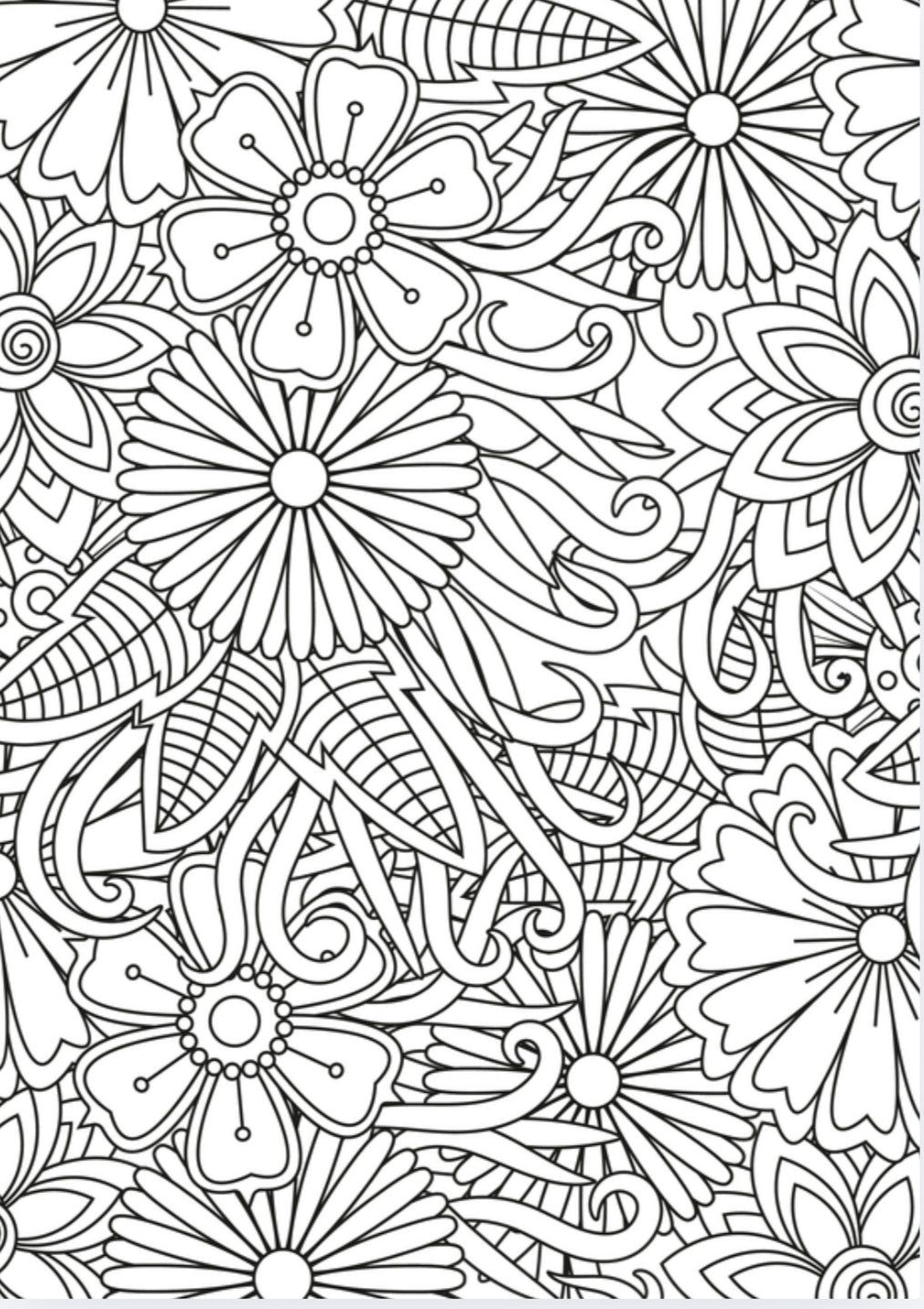Floral Coloring Book – Easy Flower Designs | Printable Relaxation Pages - Mashiro's Mashup