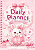 Kawaii Daily Planner - Pink Bunny Printable Planner PDF | 100 Organizer Pages - Mashiro's Mashup