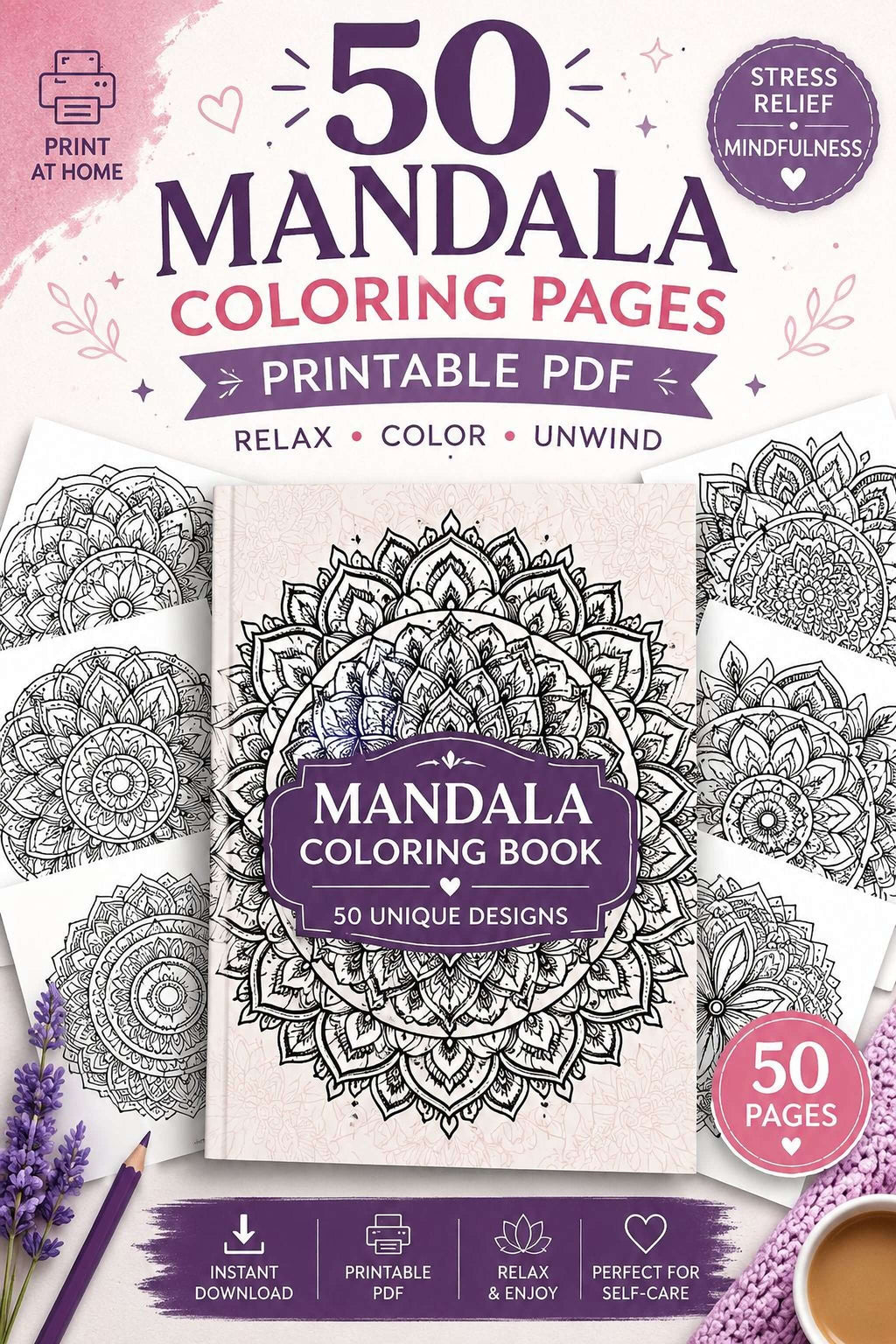 Mandalas à colorier-50 coloriages à imprimer en PDF | Art anti-stress et relaxant - Mashiro's Mashup
