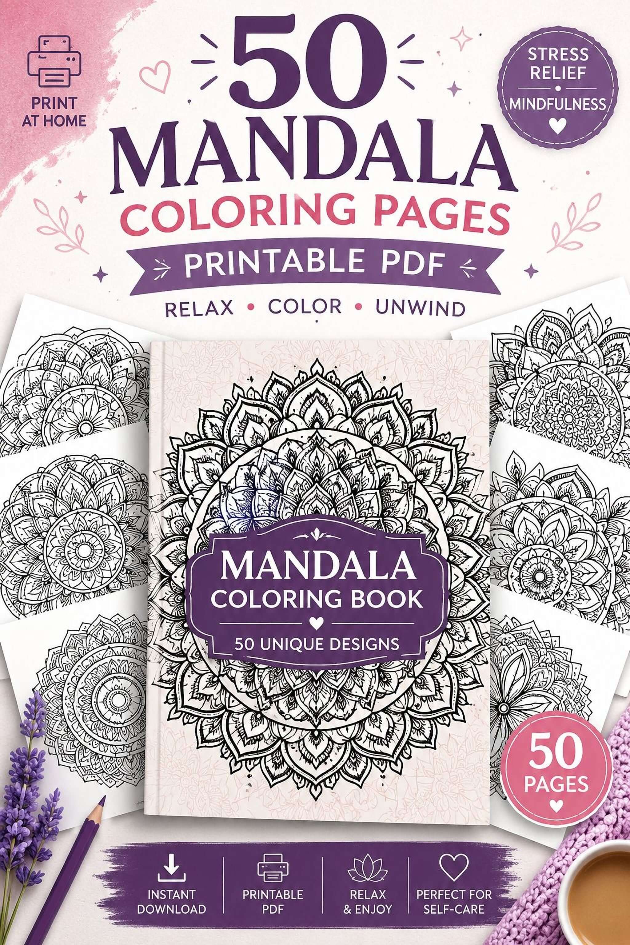 Mandalas à colorier-50 coloriages à imprimer en PDF | Art anti-stress et relaxant - Mashiro's Mashup