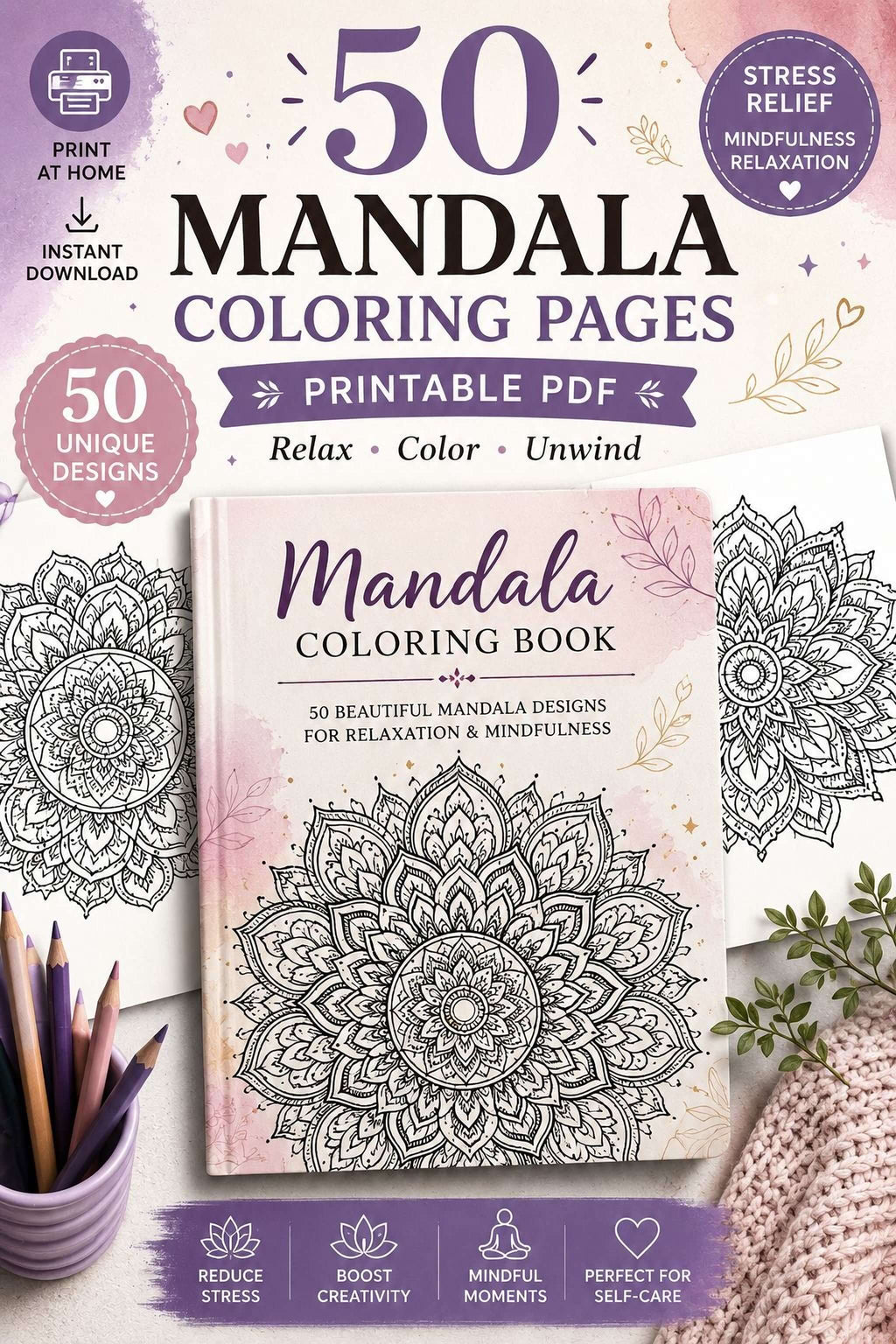 Mandalas à colorier-50 coloriages à imprimer en PDF | Art anti-stress et relaxant - Mashiro's Mashup