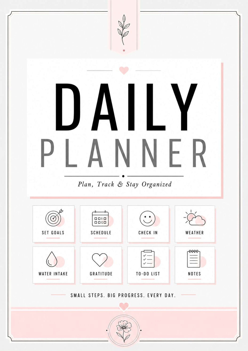 Pink Daily Planner - Printable Planner PDF | 100 Daily Organizer Pages & Meal Tracker - Mashiro's Mashup