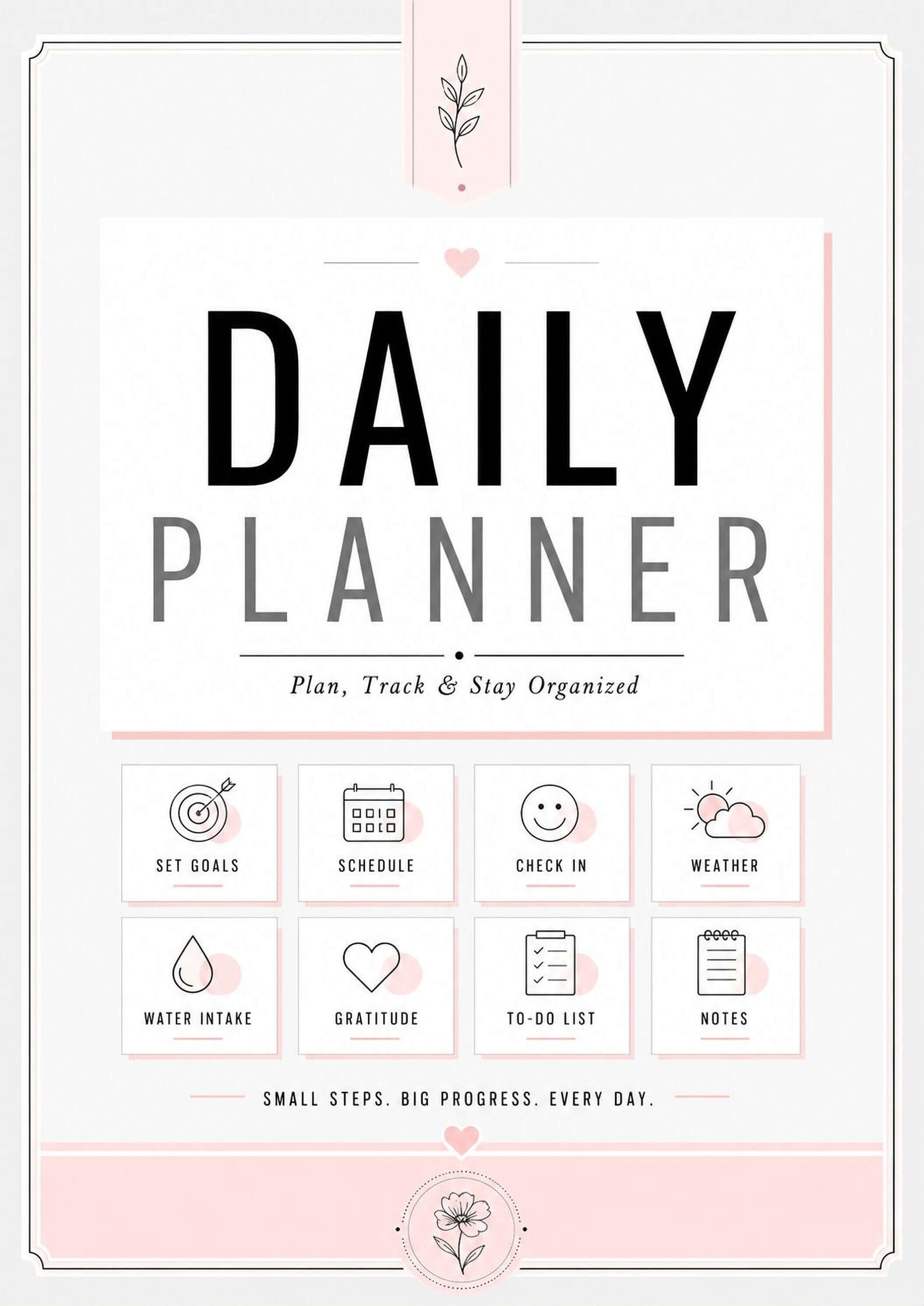 Pink Daily Planner - Printable Planner PDF | 100 Daily Organizer Pages & Meal Tracker - Mashiro's Mashup