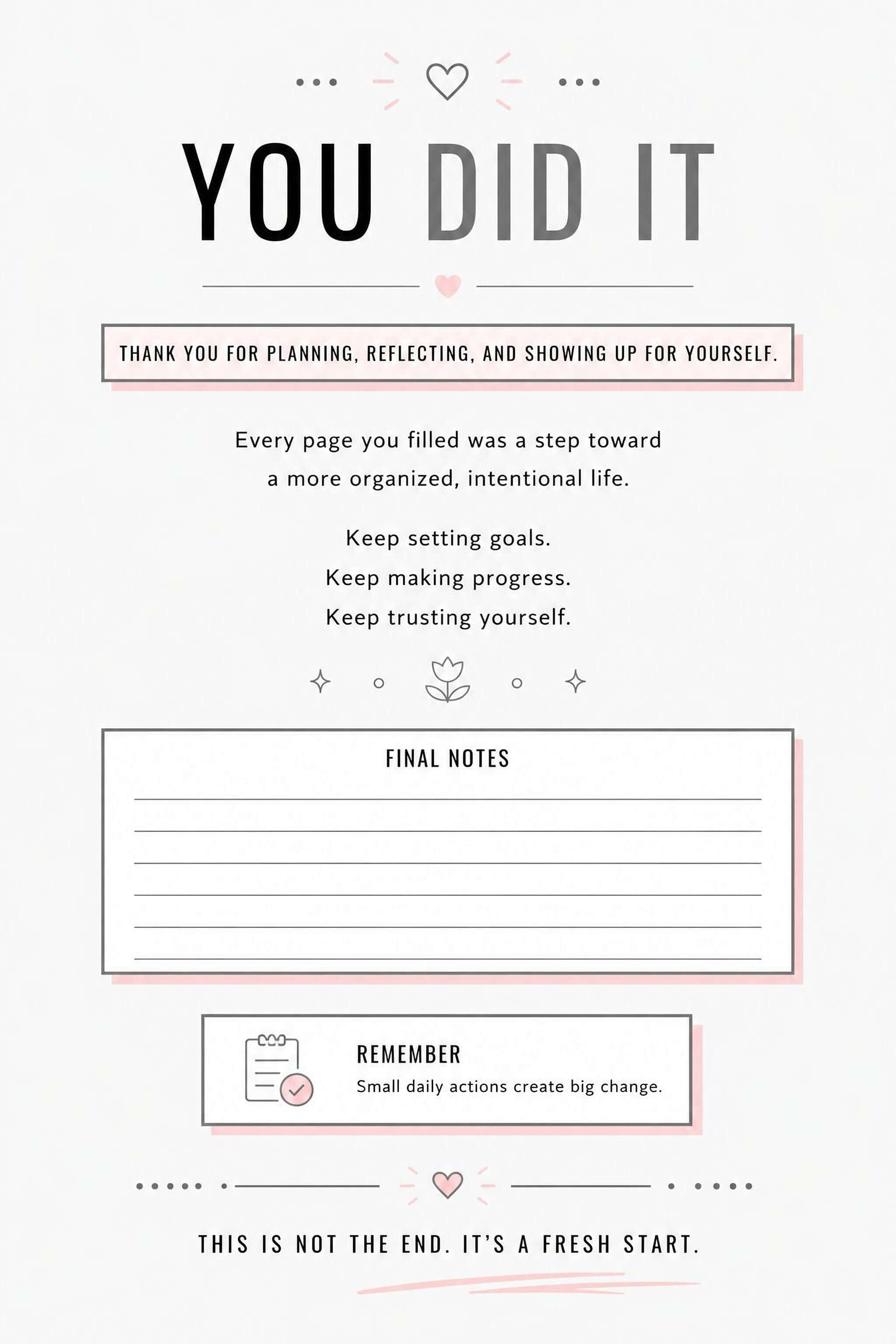 Pink Daily Planner - Printable Planner PDF | 100 Daily Organizer Pages & Meal Tracker - Mashiro's Mashup