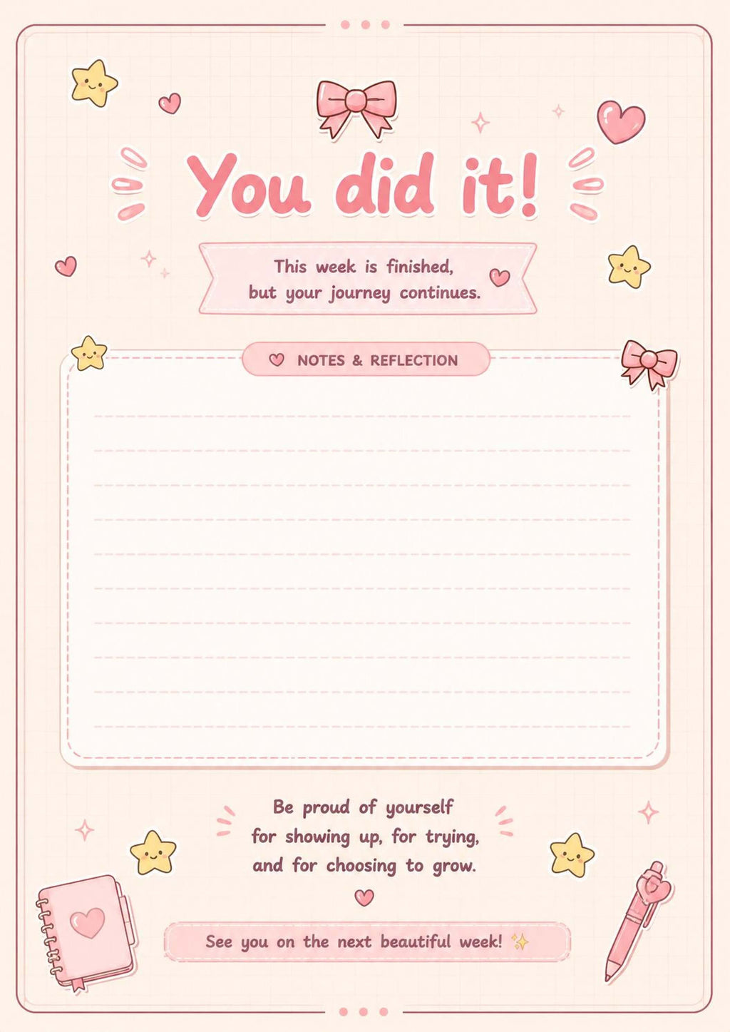 Pink Kawaii Planner - Cute Weekly Organizer & Printable Planner PDF Download - Mashiro's Mashup