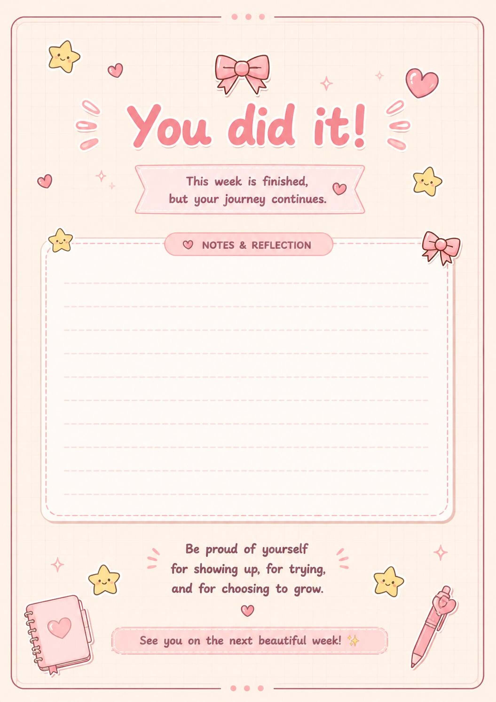 Pink Kawaii Planner - Cute Weekly Organizer & Printable Planner PDF Download - Mashiro's Mashup