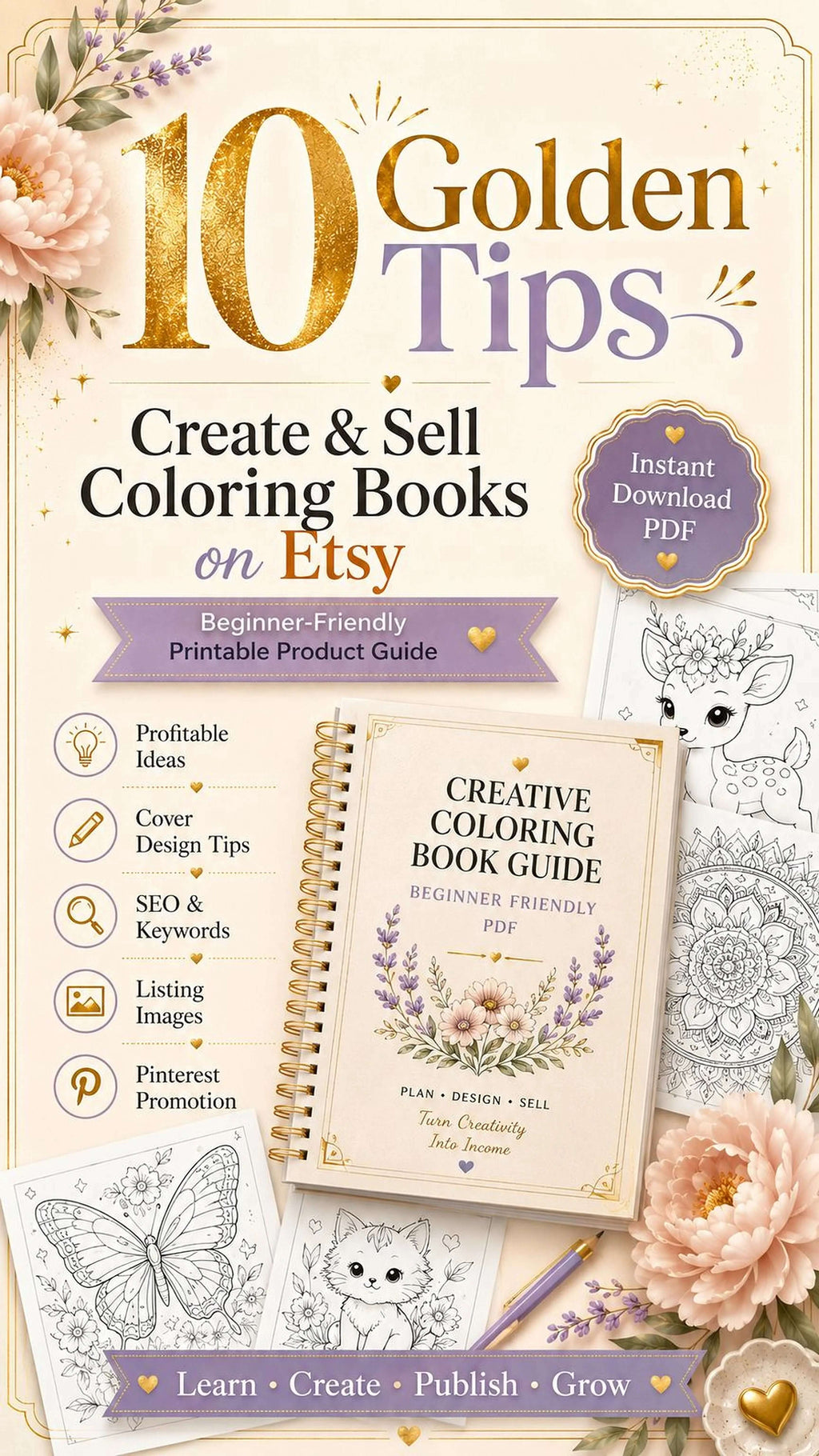 Printable Coloring Books Guide – 10 Golden Tips for Etsy SEO & Listing Images PDF - Mashiro's Mashup