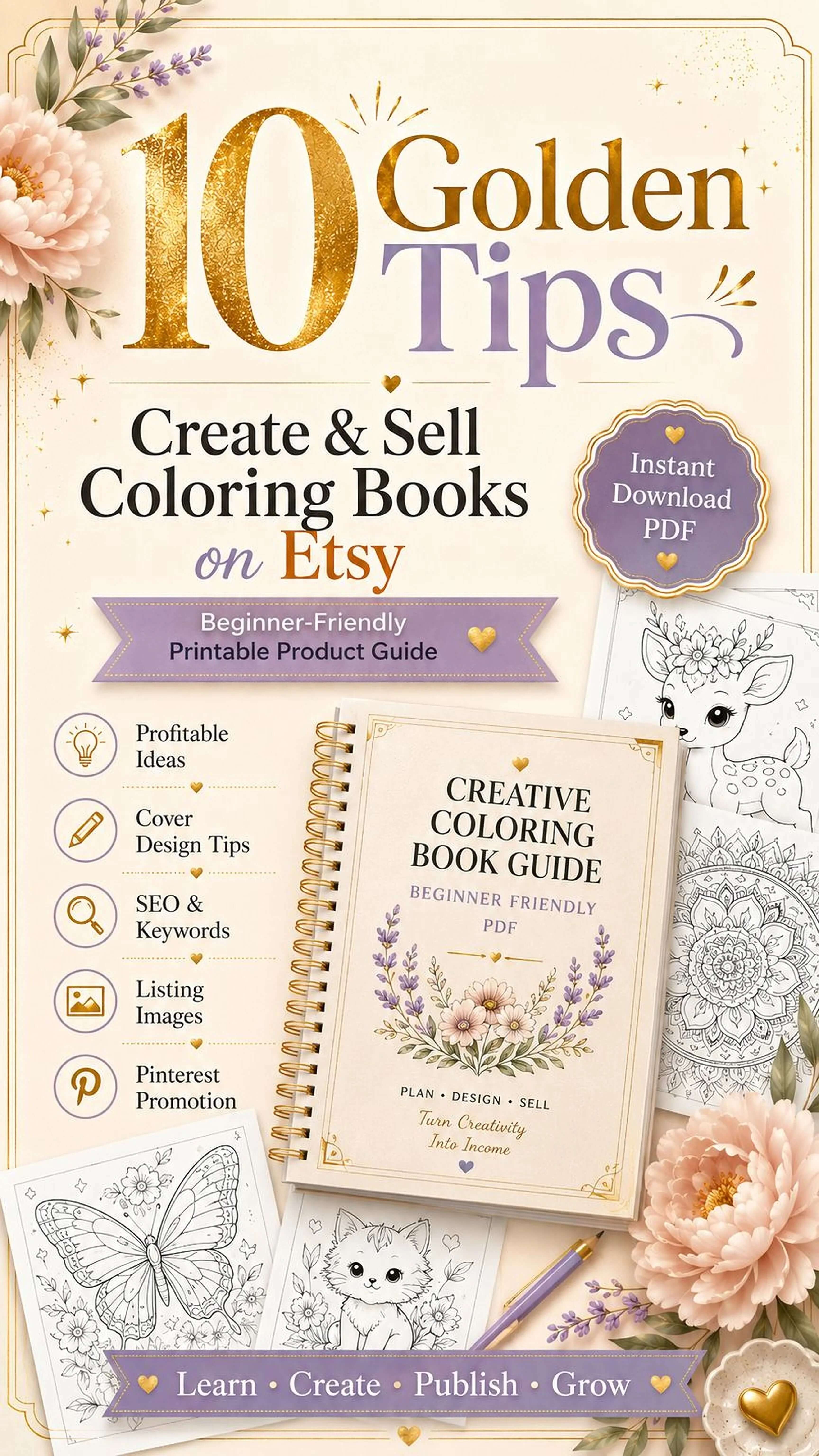 Printable Coloring Books Guide – 10 Golden Tips for Etsy SEO & Listing Images PDF - Mashiro's Mashup
