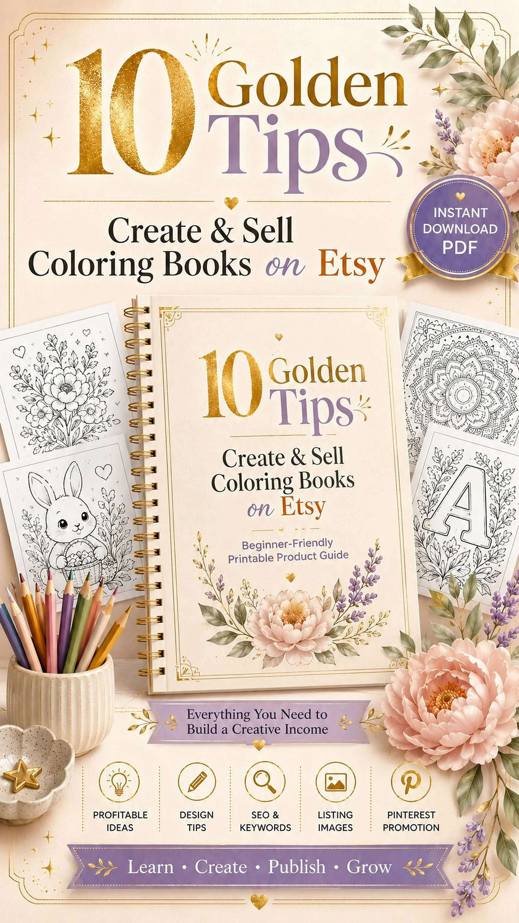 Printable Coloring Books Guide – 10 Golden Tips for Etsy SEO & Listing Images PDF - Mashiro's Mashup