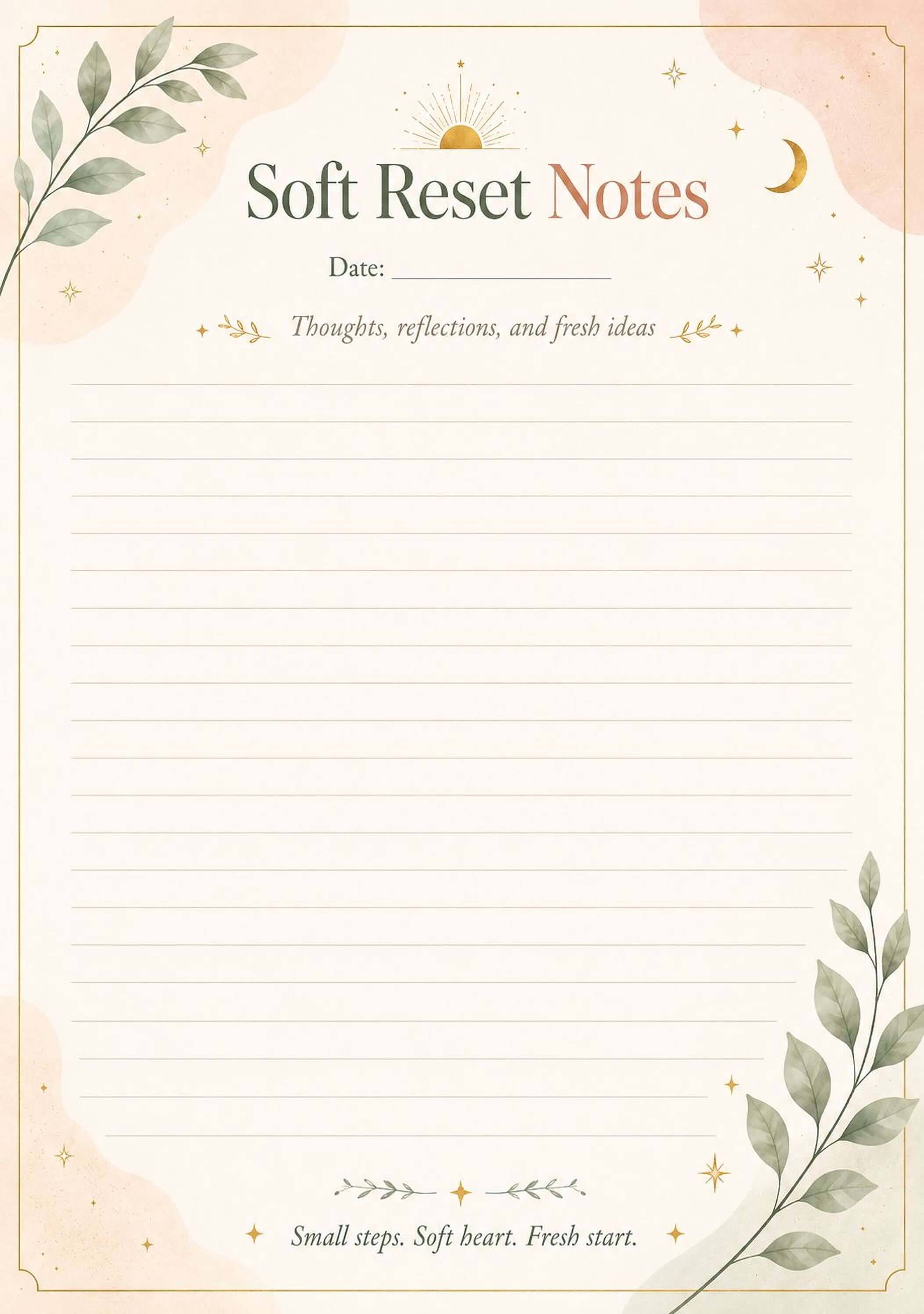 Printable Lined Journal – Digital Download with 100 Soft Reset Pages - Mashiro's Mashup