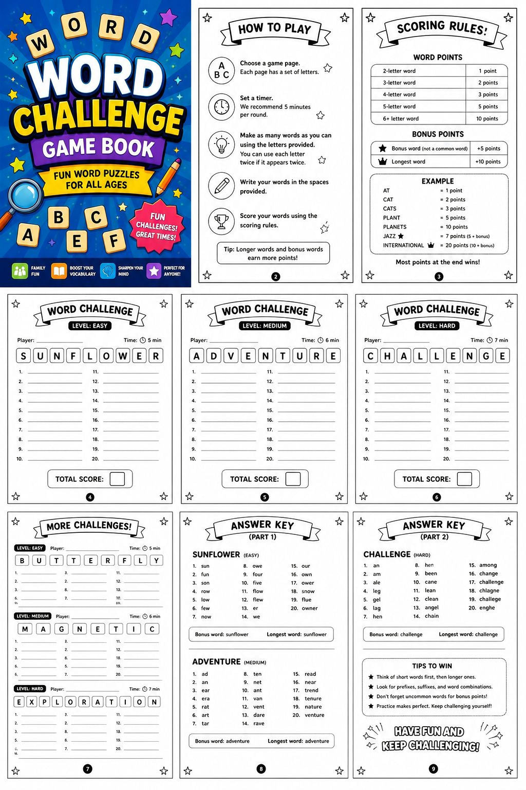 Printable Word Puzzle - Fun Word Challenge Game Book for Family & Kids - Mashiro's Mashup