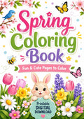Spring Coloring Book - Printable Flower & Bunny Pages for Preschool Kids - Mashiro's Mashup