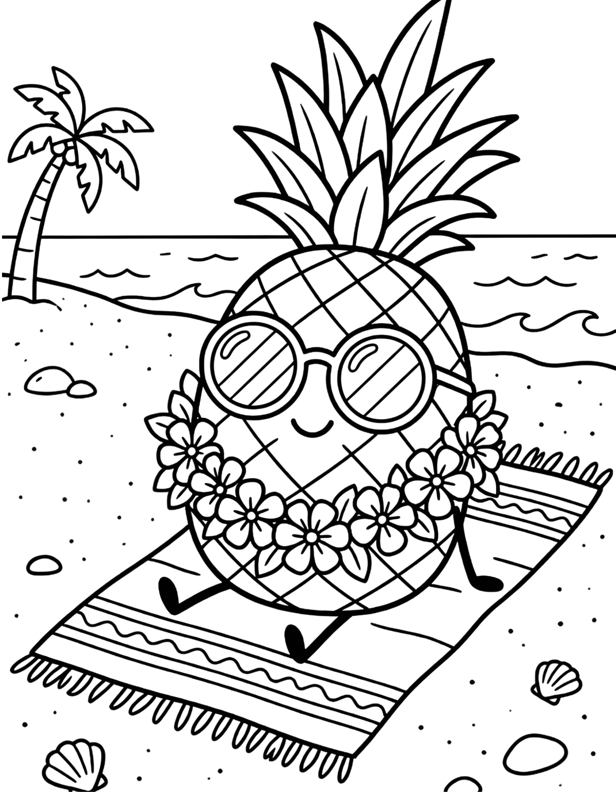 Summer Coloring Pages - Kids Printable Coloring Book PDF with Beach & Ocean Animals - Mashiro's Mashup
