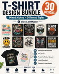 T-Shirt Design Bundle – 30 PNG Sublimation Graphics | Mixed Niche Print on Demand Designs - Mashiro's Mashup