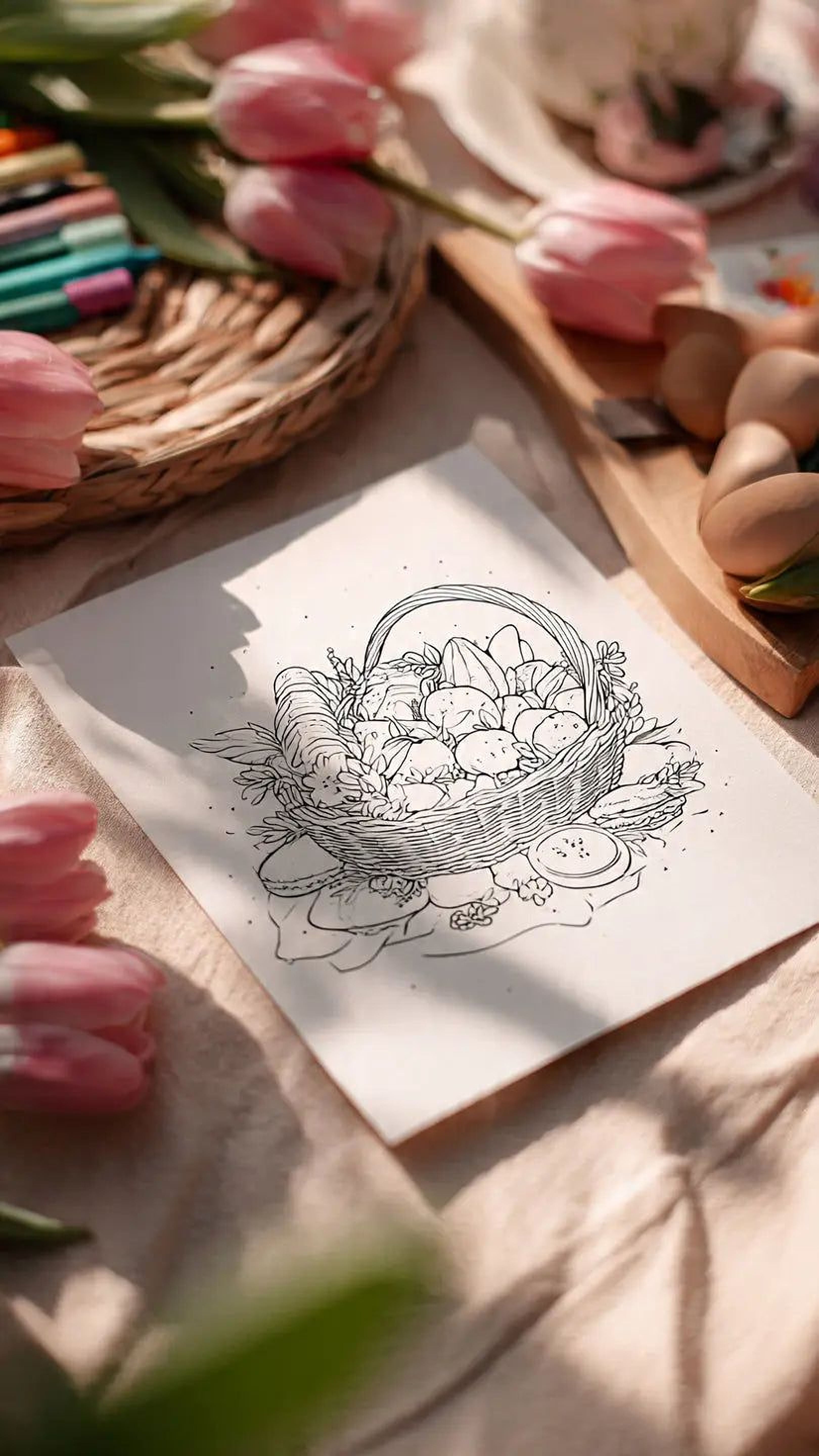 Spring Picnic Coloring Pages - Printable PDF Kids Coloring Sheets & Crafts - Mashiro's Mashup