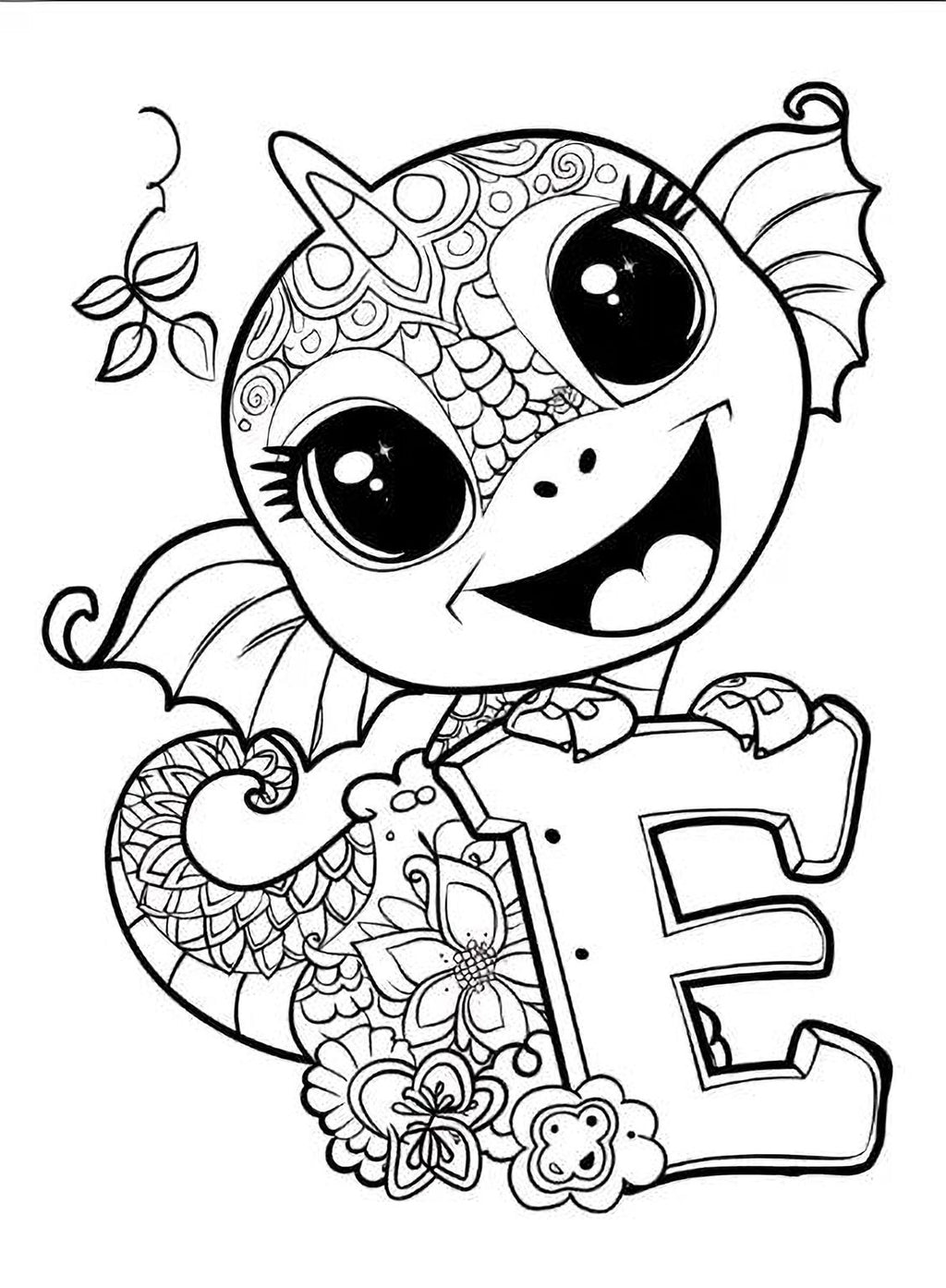 Dragon Alphabet Coloring - Educational Numbers & Printable Fantasy Learning Pages - Mashiro's Mashup