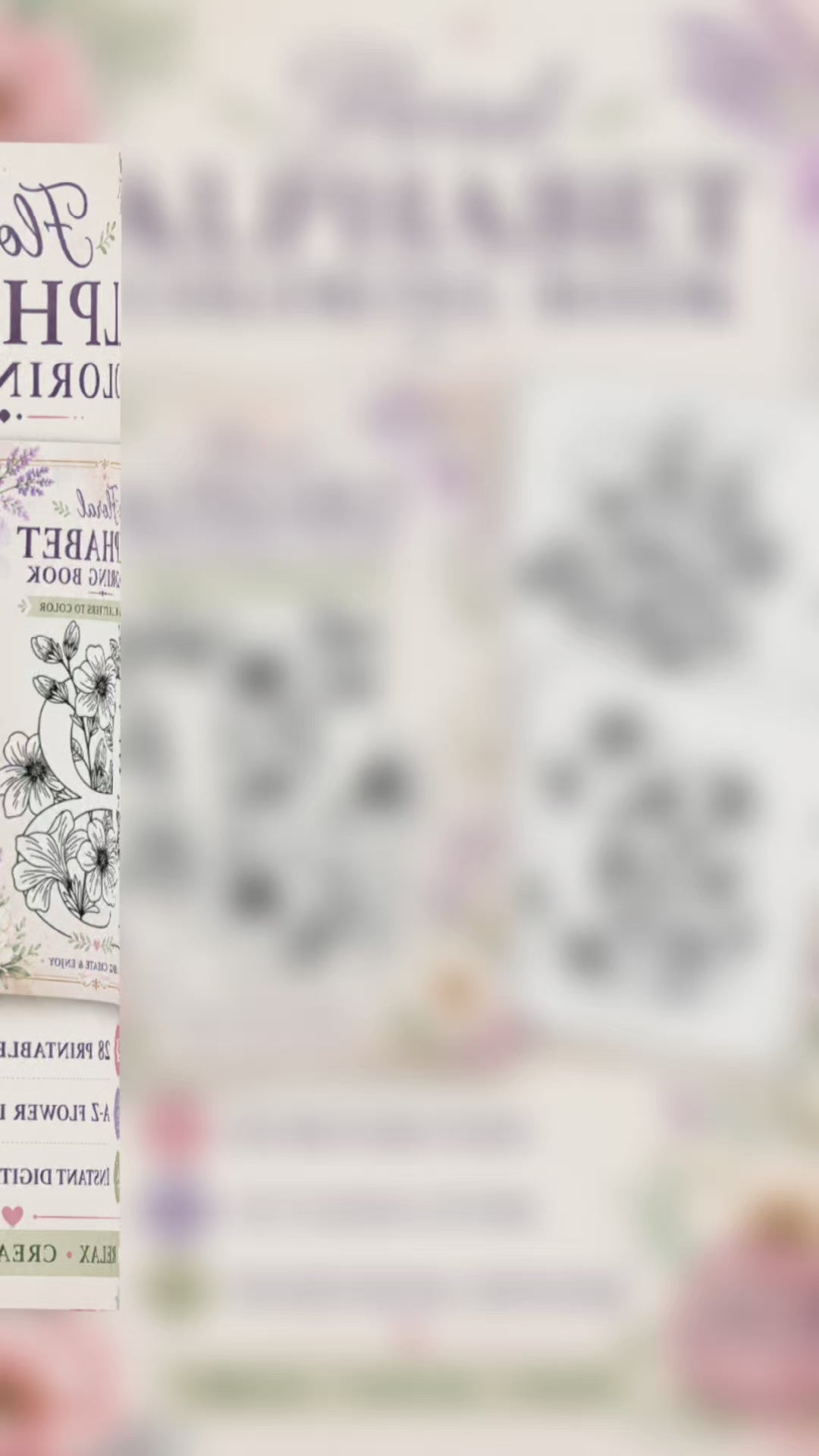 Floral alphabet coloring pages