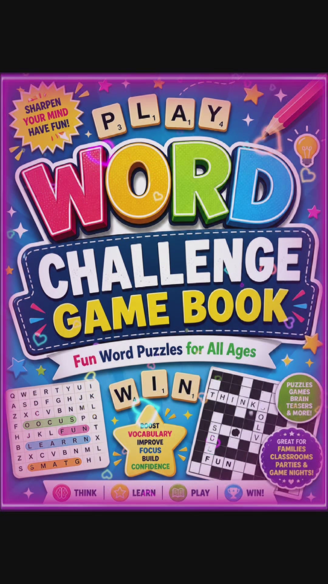 Druckbares Worträtsel – Lustiges Wort-Challenge-Spielbuch für Familie & Kinder