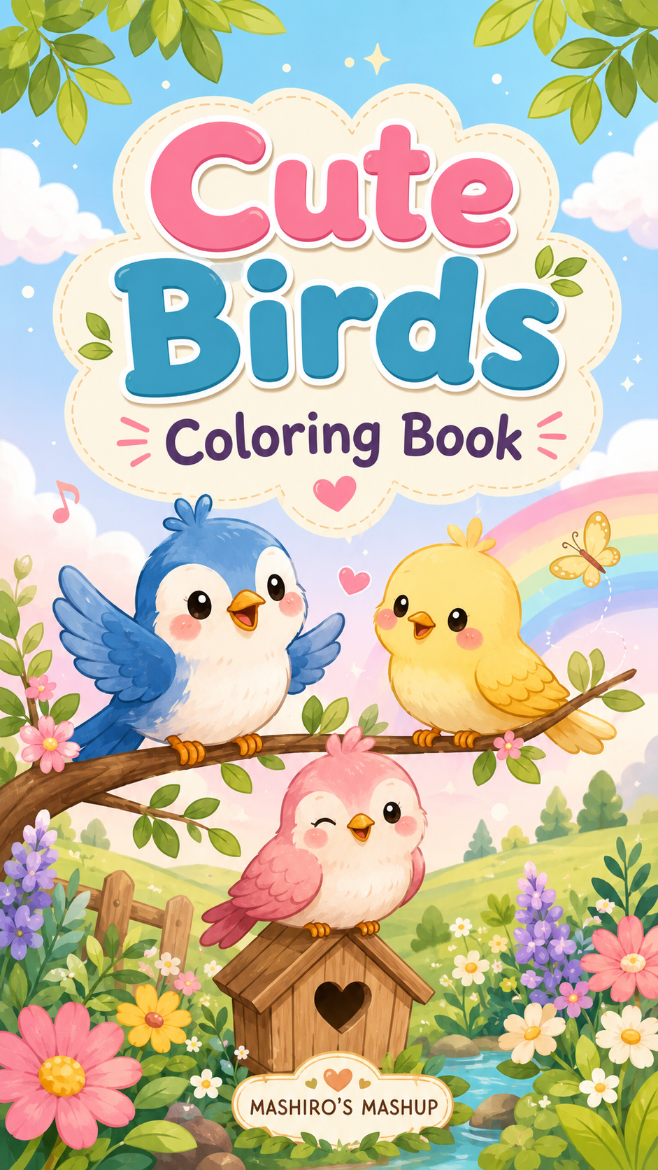 Cute birds coloring book