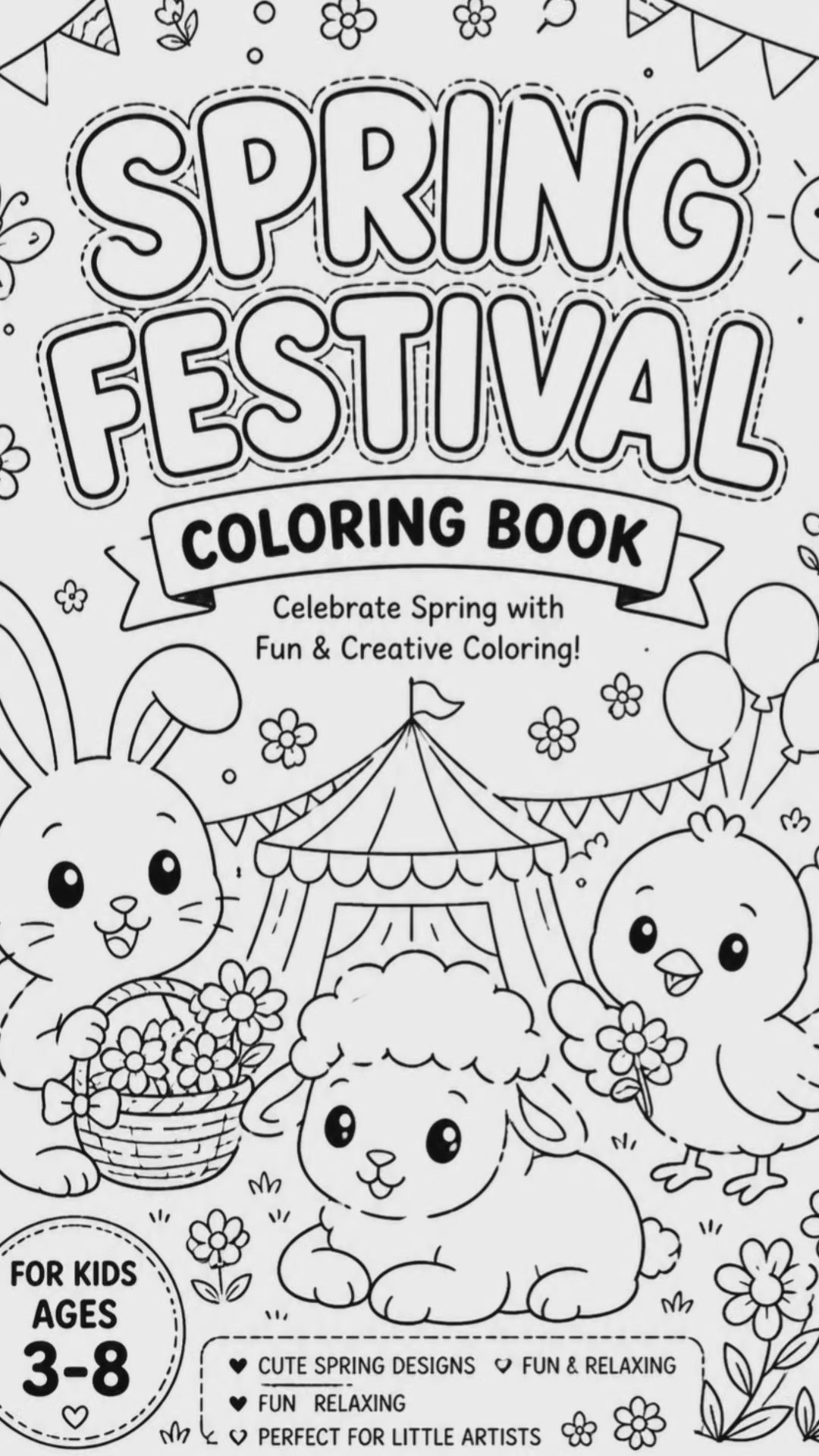 Frühlingsfest-Malbuch – Kinderaktivitätsbuch mit druckbaren Seiten und Rätseln